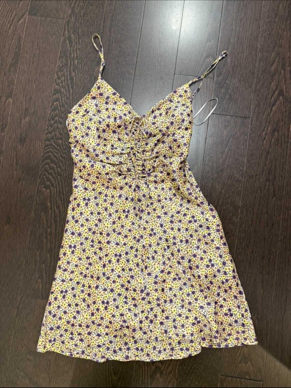 Zara Yellow & Purple Floral Strappy Mini Dress
